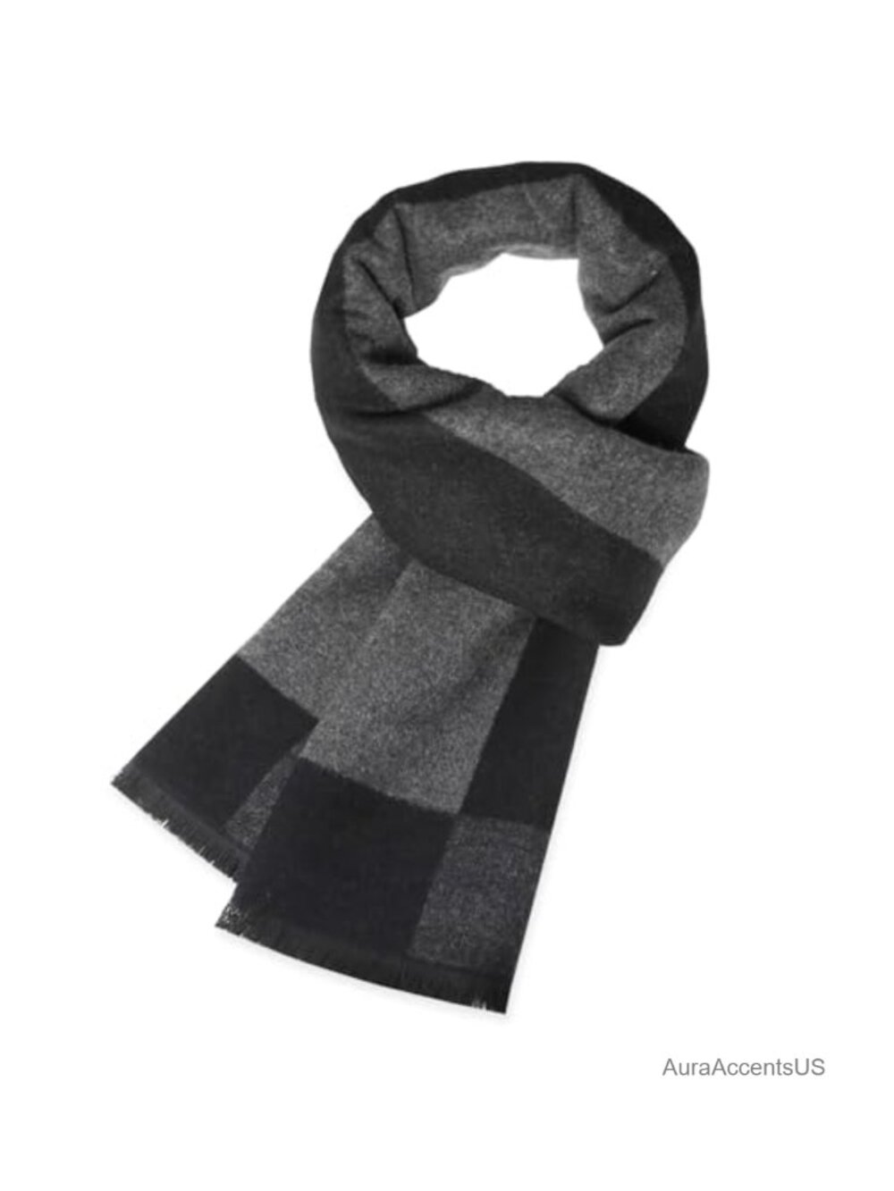 Mens Cashmere Winter Scarf Soft Warm Wool Scarves Plaid Tassel